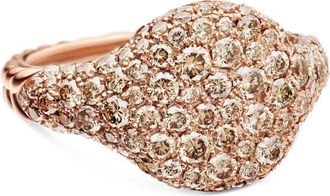 David Yurman 18kt rose gold Chevron diamond pinky ring (10mm) - women - 18kt Rose Gold/Diamond - 4.5