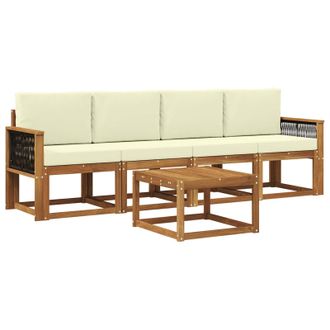 vidaXL Conjunto De Sof&aacute;s De Exterior Con Coj&iacute;n 4 Pcs Natural Y Crema Vidaxl