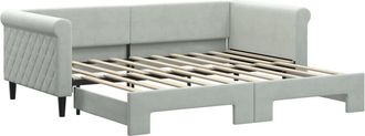 vidaXL Sof&aacute; Cama Nido Terciopelo Gris Claro 90x190 Cm Vidaxl