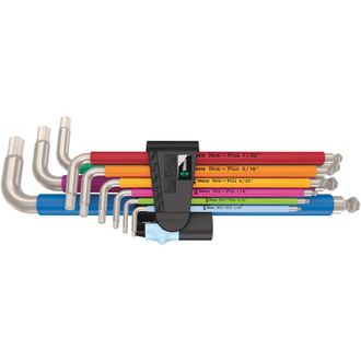 Wera 3950/9 Hex-plus [ottrightrightdummy] Multicolour Imperial Stainless 1, Juego De Llaves Angulares, Imperiales, Acero Inoxidable - 05022860001