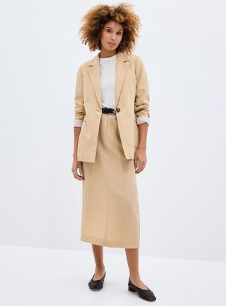 Contemporaine Womens Back slit linen-lyocell skirt