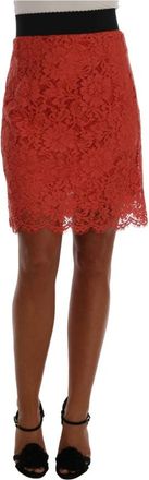 Dolce & Gabbana Macram&eacute; Lace Pencil Skirt - Dames - Korte rokken - Oranje - 2XS - Katoen - Rokken