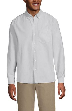 Lands End Traditional Fit Comfort-First Sail Rigger Oxford Shirt in Pale Light Gray Heather at Nordstrom, Size Xx-Large