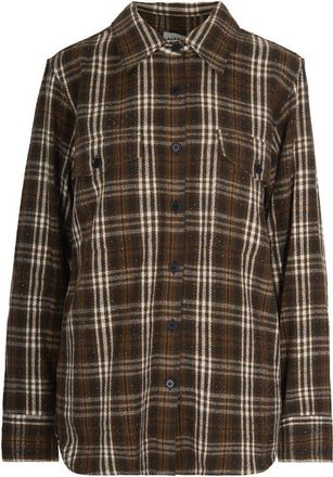 P.A.R.O.S.H. Brown Tartan Pattern Cotton Shirt With Sequin Detailing