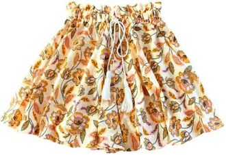 Brunna.Co Sekar Floral Skort | High-Waisted Cotton Skirt Shorts in Yellow at Nordstrom, Size Medium/large