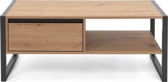 Calicosy Mesa de centro con cajón 100 cm - Acabado madera clara