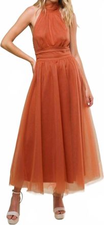 Flying Tomato Amber Glow Bow-Back Halter Dress In Rust