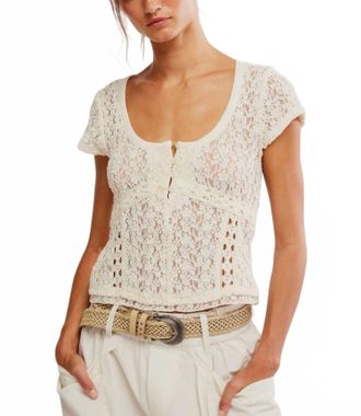 Free People Claro Short Sleeve Tee In Whisper White