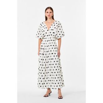 Nicholas Vicky Dress in White Black Polka Dot at Nordstrom, Size 12