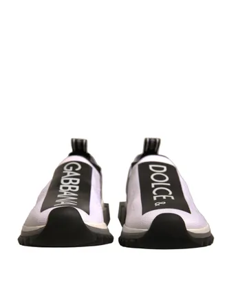 Dolce & Gabbana White Black Slip On Sorrento Sneakers Womens Shoes (Pre-Owned)