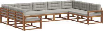 vidaXL Conjunto De Sof&aacute;s De Exterior 9 Uds. Gris Natural Y Claro Vidaxl