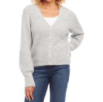 Karen Kane Button Up Cardigan In Light Gray
