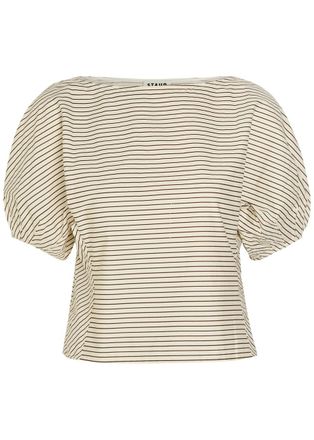 Staud Didi Striped Stretch-cotton top - White - XL (UK16 / XL)