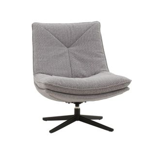 Konte Design Sill&oacute;n giratorio de tela gris y base de metal negro