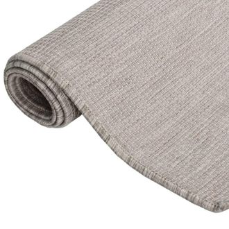 Berkfield Home Outdoor Flatweave Rug 200x280 cm Taupe in Beige | Size: 100 cm diameter
