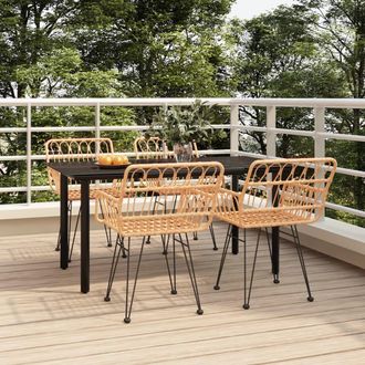 Berkfield Home 5 Piece Garden Dining Set Poly Rattan in Brown
