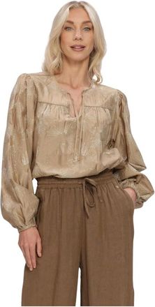 Nukus Kaoutar Blouse Embroidery - Dames - Blouses - Beige - XS - Linnen - Overhemden