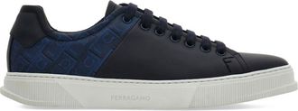 Ferragamo Navy Lace Up Sneakers