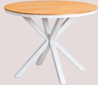Sklum Mesa De Jard&iacute;n Redonda En Madera De Eucalipto Y Aluminio Archer Sklum &Oslash;100 Cm