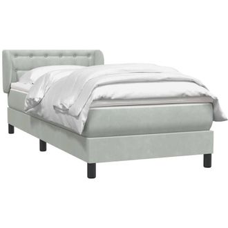 vidaXL Cama Box Spring Con Colch&oacute;n Terciopelo Gris Claro 80x210 Cm Vidaxl