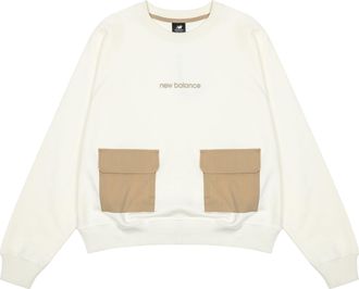 New Balance (WMNS) New Balance Casual Pocket Sweatshirt Asia Sizing White Brown AWT23320-CIC