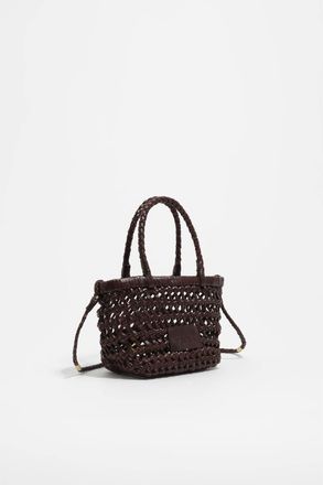 Bimba & Lola Plaited Mini Bag in Leather in Dark Brown at Nordstrom