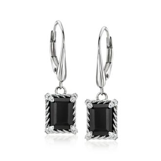 Ross-Simons Onyx Drop Earrings With White Topaz in Sterling Silver