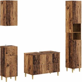 vidaXL Juego De Armarios De Ba&ntilde;o De 4 Piezas Delft Madera Envejecida Vidaxl