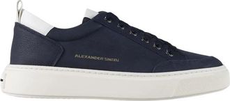 Alexander Smith Bond Man in blauw nubuck en witte leren details - Heren - Sneakers - Blauw - 40 EU - Leer - Schoenen
