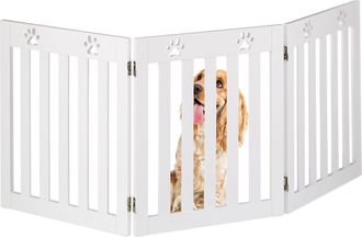 Relaxdays Relaxdays - Valla Seguridad Para Perros, Barrera De Escalera, Reja Protectora Aut&oacute;noma, 60 X 153 Cm, Mdf, Plegable, Blanco