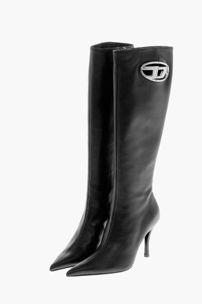 Diesel Stivali D-VENUS In Pelle con Logo Cut Out e Tacco 9cm Diesel