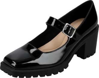 Journee Collection Gladys Mary Jane Square Toe Patent / Black GLADYS-PBL Womens