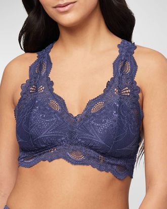 Fleur't Belle Epoque Lace T-Back Bralette In Oxford Blue