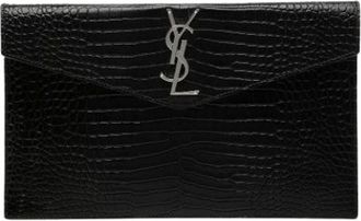 Saint Laurent Pre-owned Clutches, female, Black, Size: ONE SIZE Pre-owned Vintage Embossed Leather Clutch