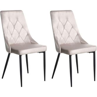 Beliani Set of 2 Modern Velvet Dining Chairs Powder Coated Iron Black Legs Taupe Avenir