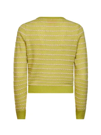 Guest In Residence Pebble-Stripe Silk Blend Cardigan - Green