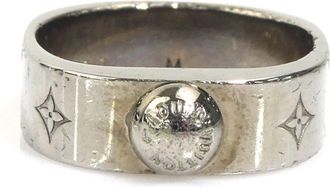 Louis Vuitton Silver Metal Band Ring (Pre-Owned)