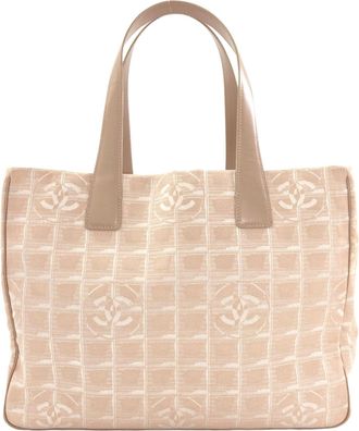 Chanel New Travel Line Beige Jacquard Tote Bag (Pre-Owned)