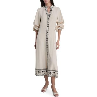 Mango Long Sleeve Cotton Shirtdress in Beige at Nordstrom Rack, Size 10