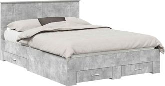 vidaXL Struttura Del Letto Con Cassetto Grigio Cemento 160 X 200 Cm Vidaxl