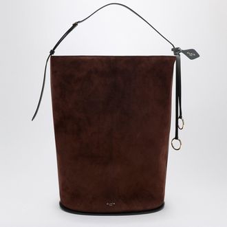 Alaia Hip large brown suede leather bucket bag