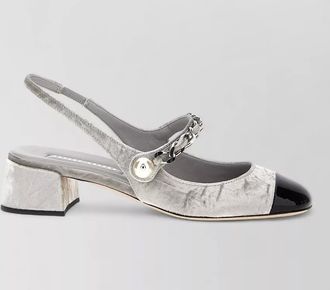 Miu Miu slingback sandals leather toe chain strap