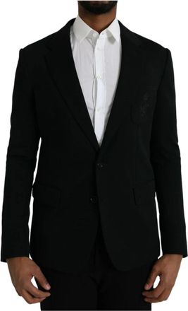 Dolce & Gabbana Zwarte Wol Notch Jas Blazer - Heren - Blazers - Zwart - L - Wol - Jassen