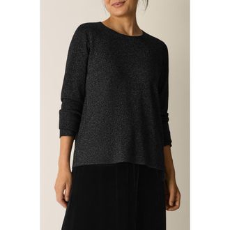 Eileen Fisher Metallic Shimmer Wool Blend Sweater in Black at Nordstrom Rack, Size Xx-Small