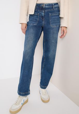 Cecil Loose-fit-Jeans CECIL Style NEELE, Damen, Gr. 26, L&auml;nge 30, mid blau used wash, Denim/Jeans, Obermaterial: 77% Baumwolle, 20% Polyester, 3% Elasthan, 