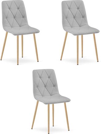 OEM Silla Libra - Tela Gris Claro / Patas Color Madera X 3