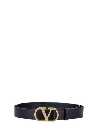 Valentino Garavani Black Logo Buckle Belt