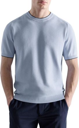 Mango Short Sleeve Piqu&eacute; Top in Sky Blue at Nordstrom, Size Medium