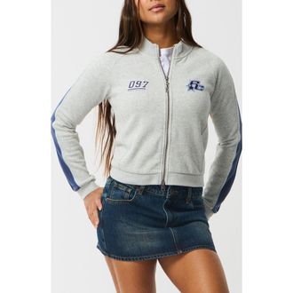 Rip Curl Archive Script Front Zip Sweatshirt in Grey Marle/navy at Nordstrom, Size Xx-Small