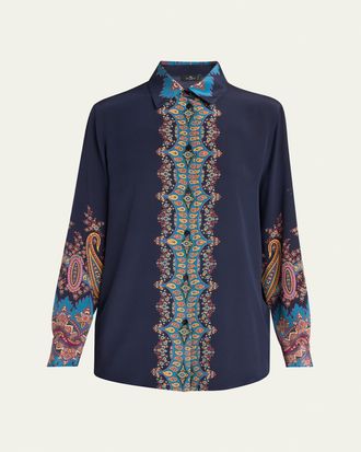 Etro Long-Sleeve Printed Silk Shirt